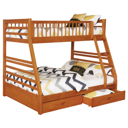 Ashton 2-drawer Wood Twin Over Full Bunk Bed Honey