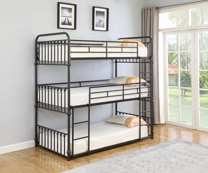 Navarino Twin Triple Bunk Bed Dark Bronze