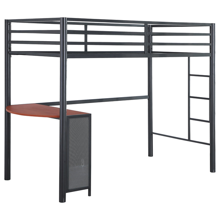 Fisher Twin Over Twin Workstation Loft Bed Set Gunmetal