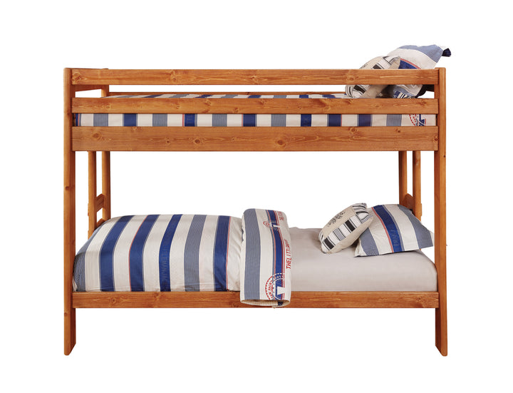 Wrangle Hill Wood Twin Over Twin Bunk Bed Amber Wash