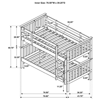 Chapman Wood Twin Over Twin Bunk Bed White