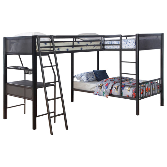 Meyers Metal Twin Over Twin Bunk Bed with Twin Loft Black