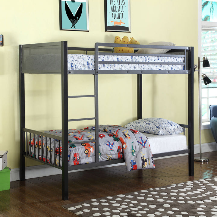 Meyers Metal Twin Over Twin Bunk Bed Black