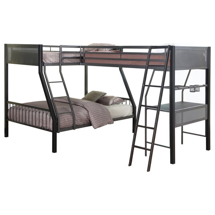 Meyers Metal Twin Over Full Bunk Bed with Twin Loft Black