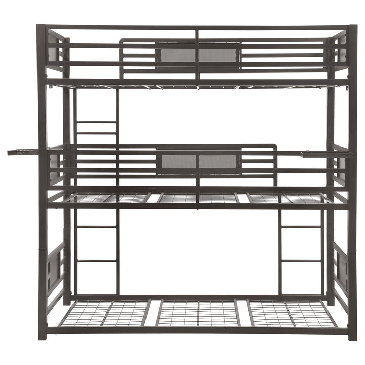 Rogen Metal Twin Triple Bunk Bed Dark Bronze