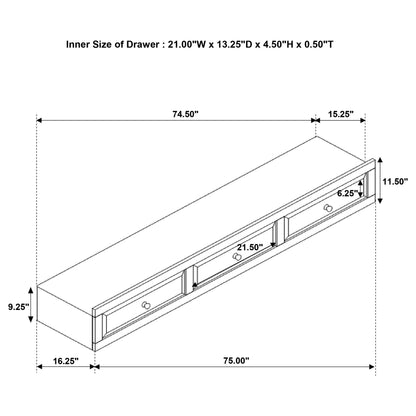 Elliott 3-drawer Wood Under Bed Storage Cappuccino