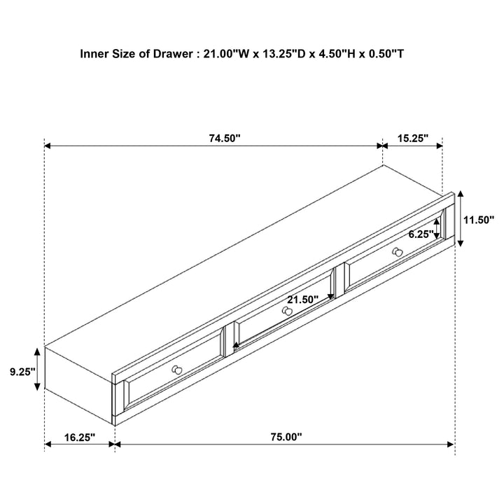 Elliott 3-drawer Wood Under Bed Storage Cappuccino