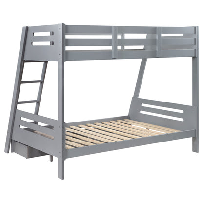 Trisha 2-drawer Wood Twin Over Full Bunk Bed Grey