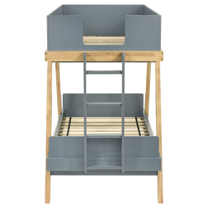 Frankie Wood Twin Over Twin Bunk Bed Blue and Natural