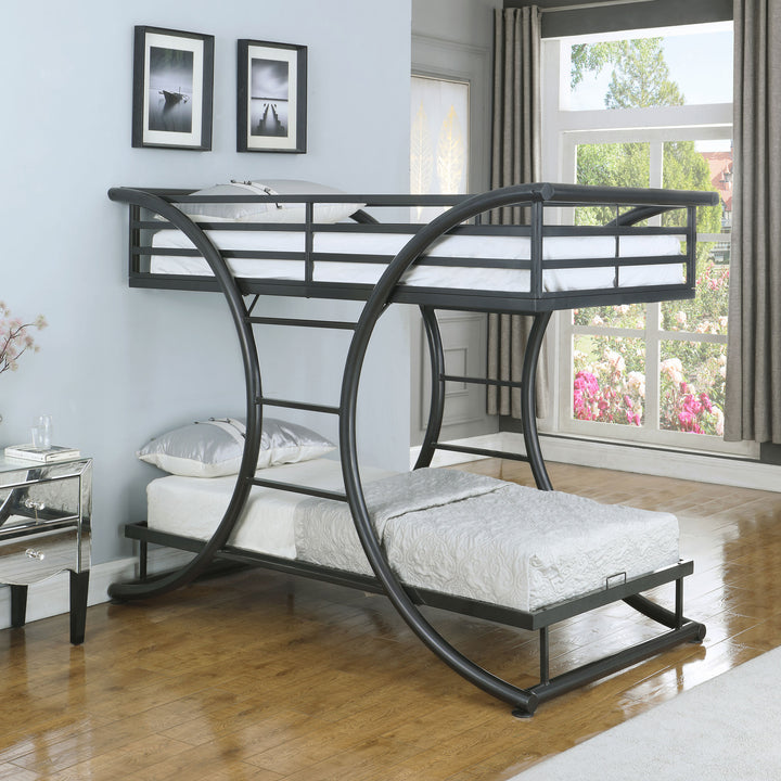 Stephan Metal Twin Over Twin Bunk Bed Gunmetal