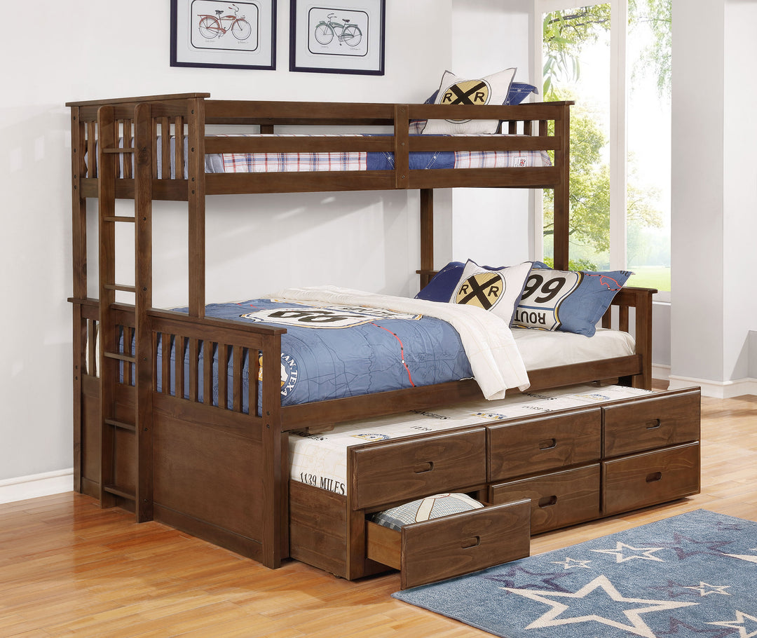 Atkin 3-drawer Twin XL Over Queen Bunk Bed Weathered Walnut