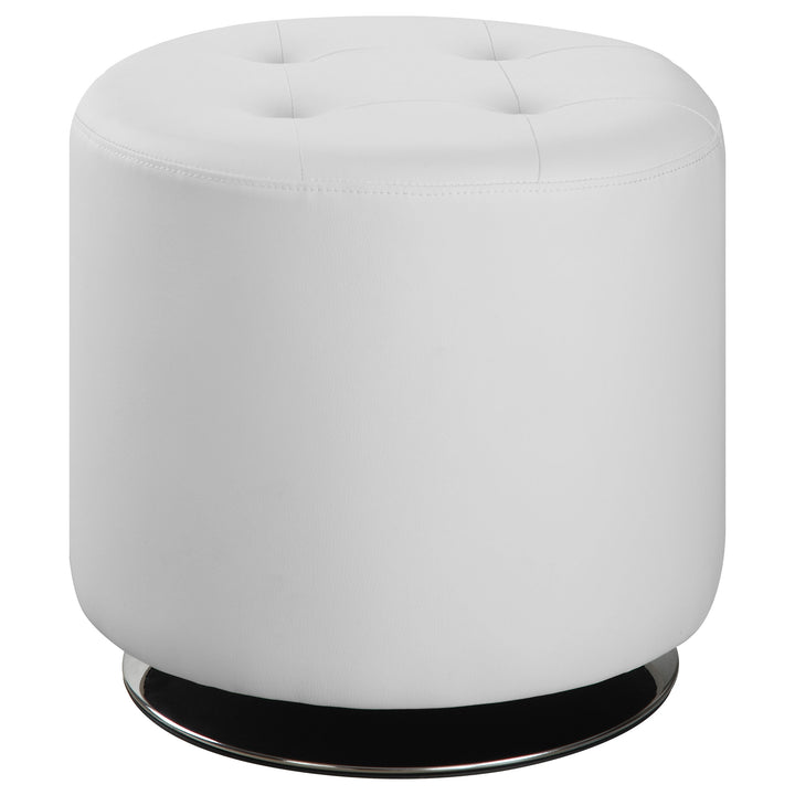 Bowman Round Upholstered Ottoman White