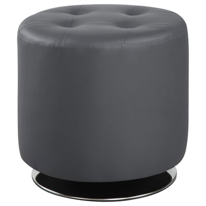 Bowman Round Upholstered Ottoman Grey