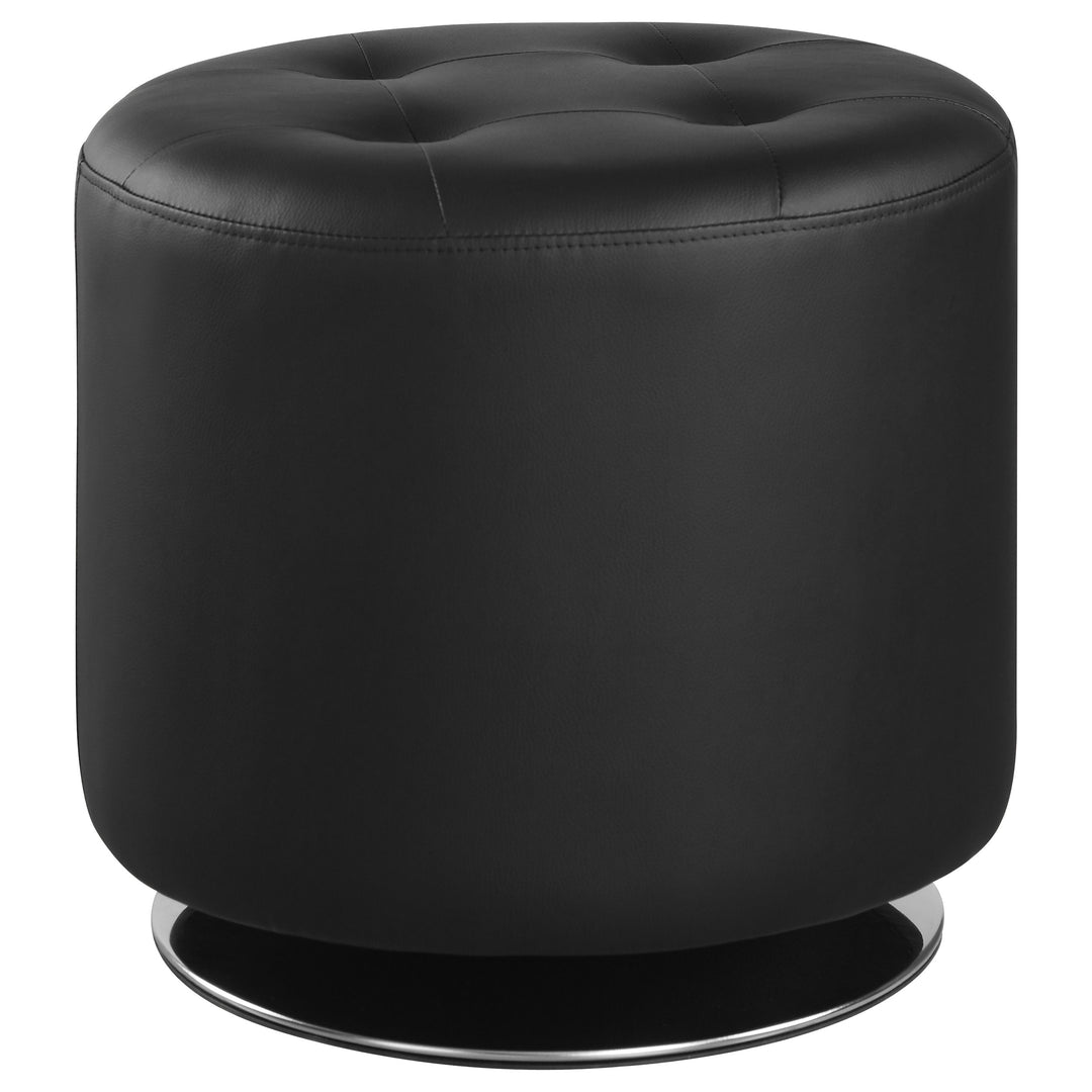 Bowman Round Upholstered Ottoman Black