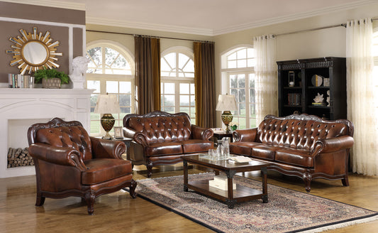 Victoria Upholstered Tufted Living Room Set Brown