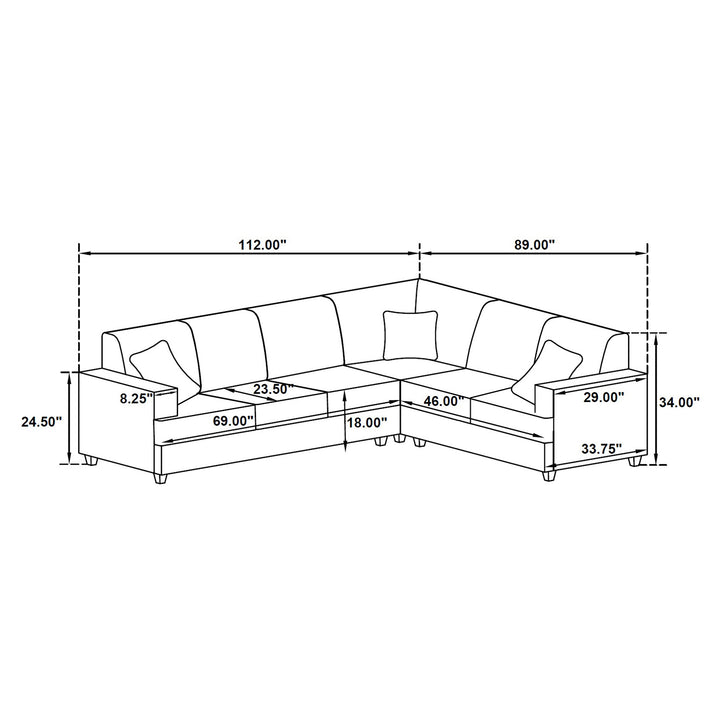 Tess L-shape Sleeper Sectional Grey