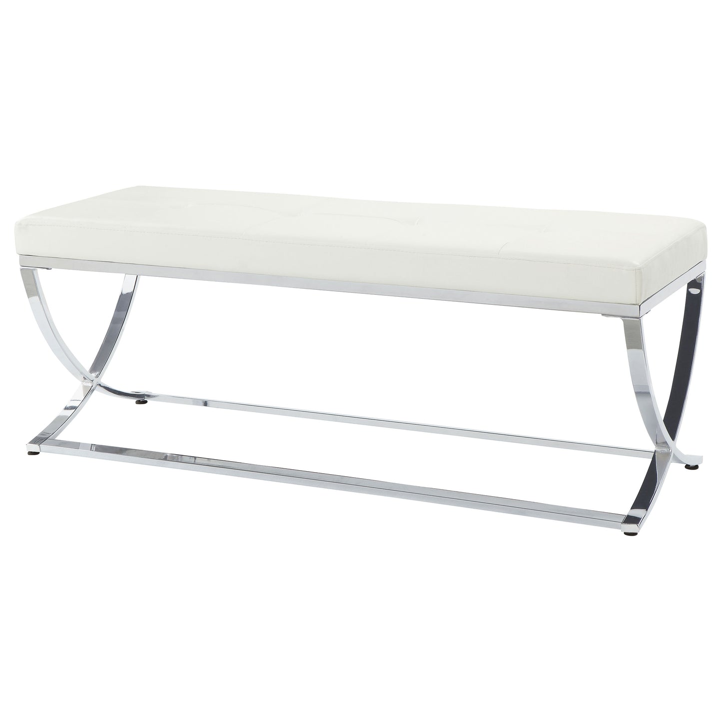 Walton Bench with Metal Base White and Chrome