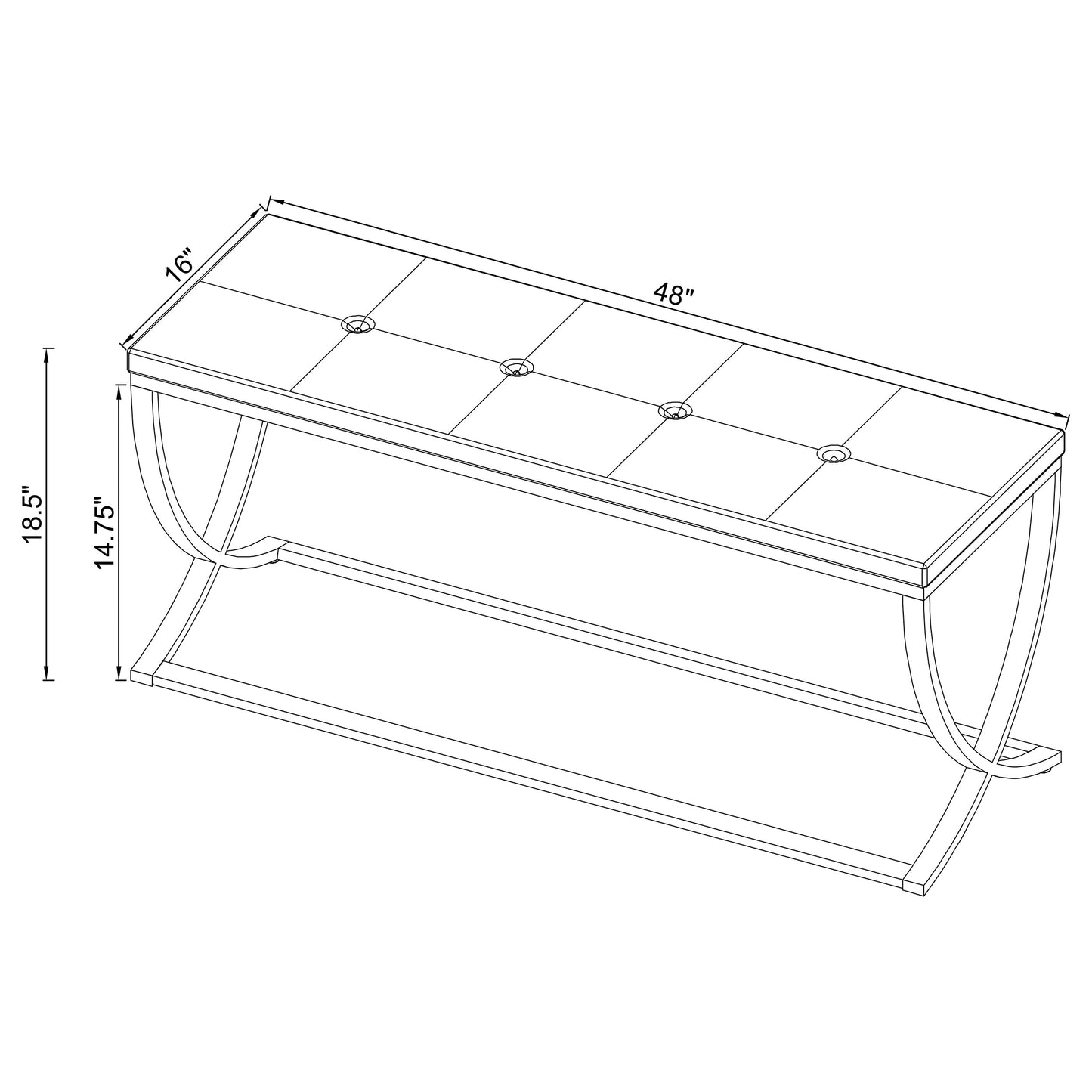 Walton Bench with Metal Base White and Chrome