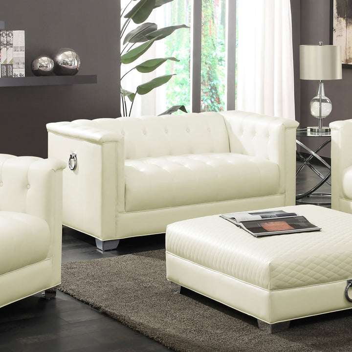 Chaviano Tufted Upholstered Loveseat Pearl White