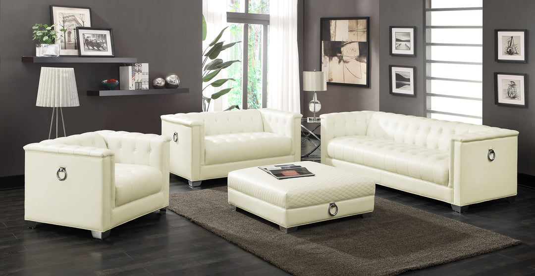 Chaviano Tufted Upholstered Loveseat Pearl White