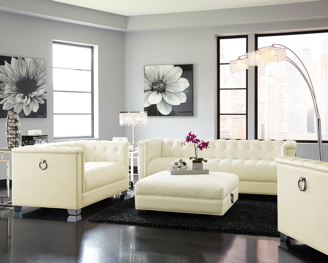 Chaviano Tufted Upholstered Loveseat Pearl White