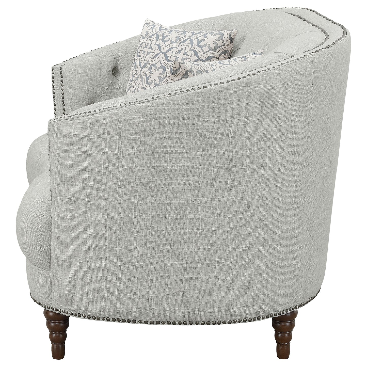 Avonlea Sloped Arm Upholstered Loveseat Trim Grey