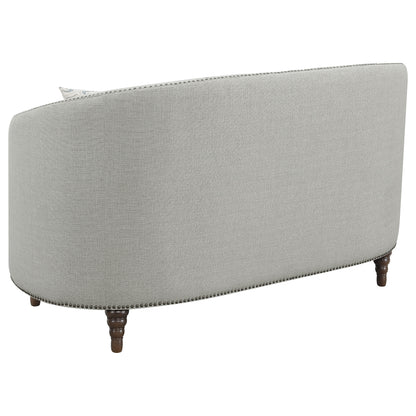 Avonlea Sloped Arm Upholstered Loveseat Trim Grey