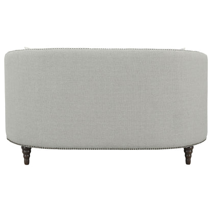 Avonlea Sloped Arm Upholstered Loveseat Trim Grey