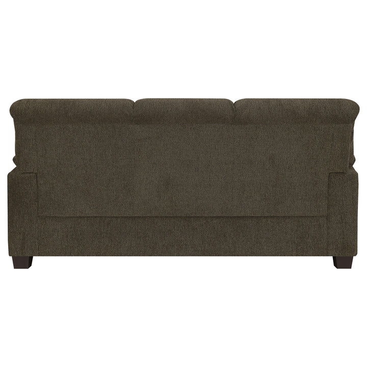 Clementine Upholstered Sofa with Nailhead Trim Brown