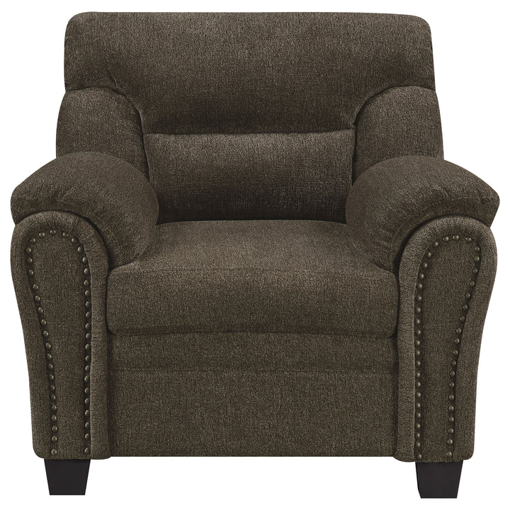 Clementine Upholstered Chair with Nailhead Trim Brown