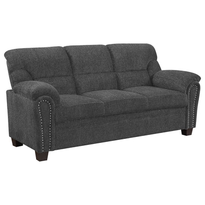 Clementine Upholstered Sofa with Nailhead Trim Grey