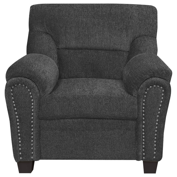 Clementine Upholstered Chair with Nailhead Trim Grey