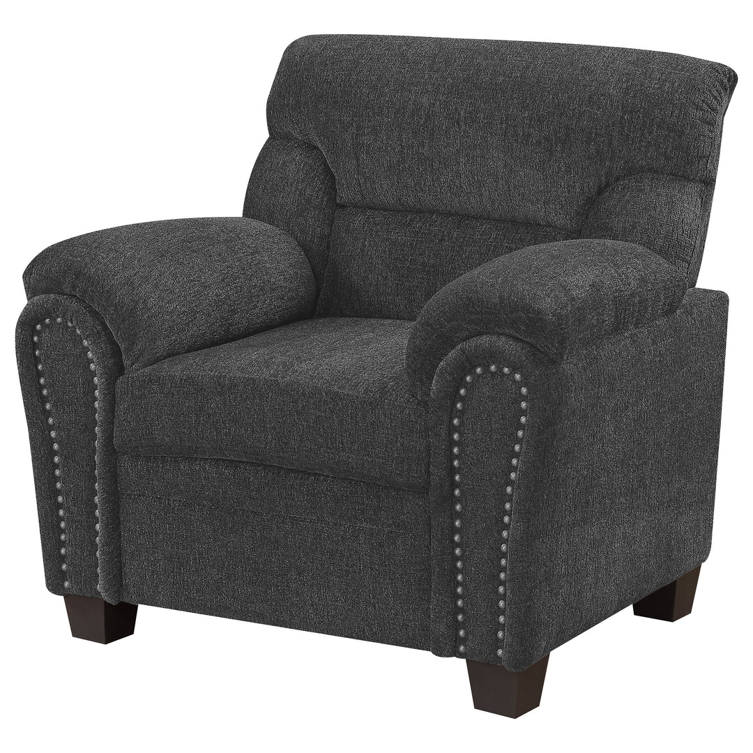 Clementine Upholstered Chair with Nailhead Trim Grey