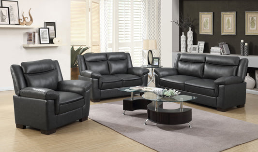 Arabella Brown Faux Leather Three-Piece Living Room Set