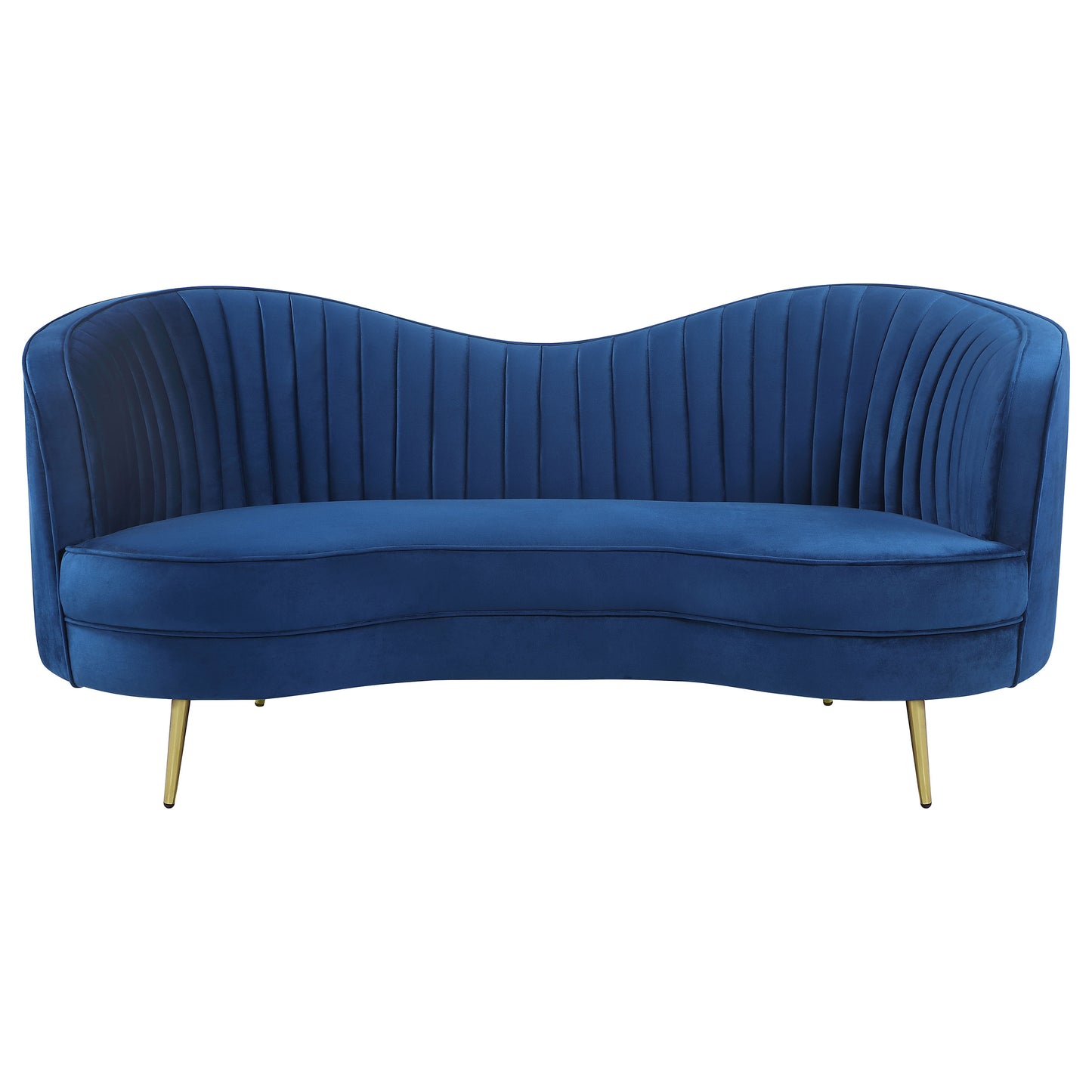 Sophia Upholstered Camel Back Loveseat Blue