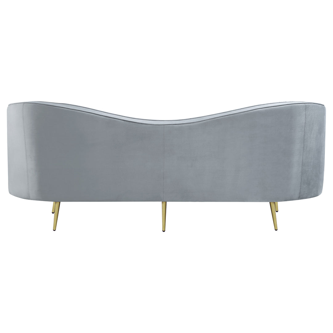 Sophia Upholstered Sofa with Camel Back Grey and Gold