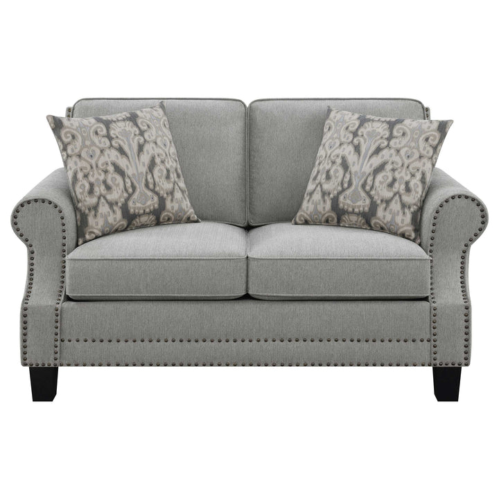 Sheldon Upholstered Living Room Set with Rolled Arms Grey