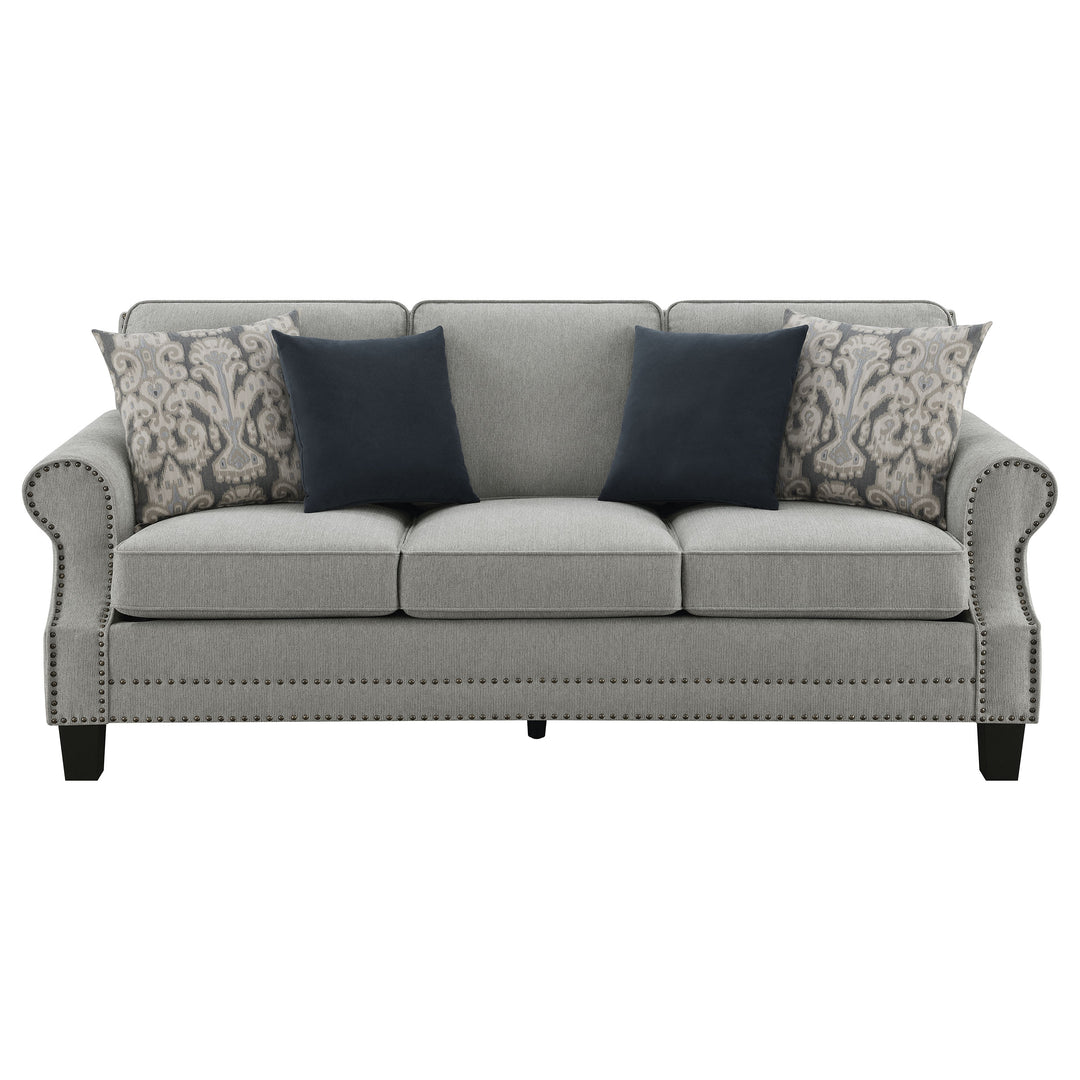 Sheldon Upholstered Living Room Set with Rolled Arms Grey