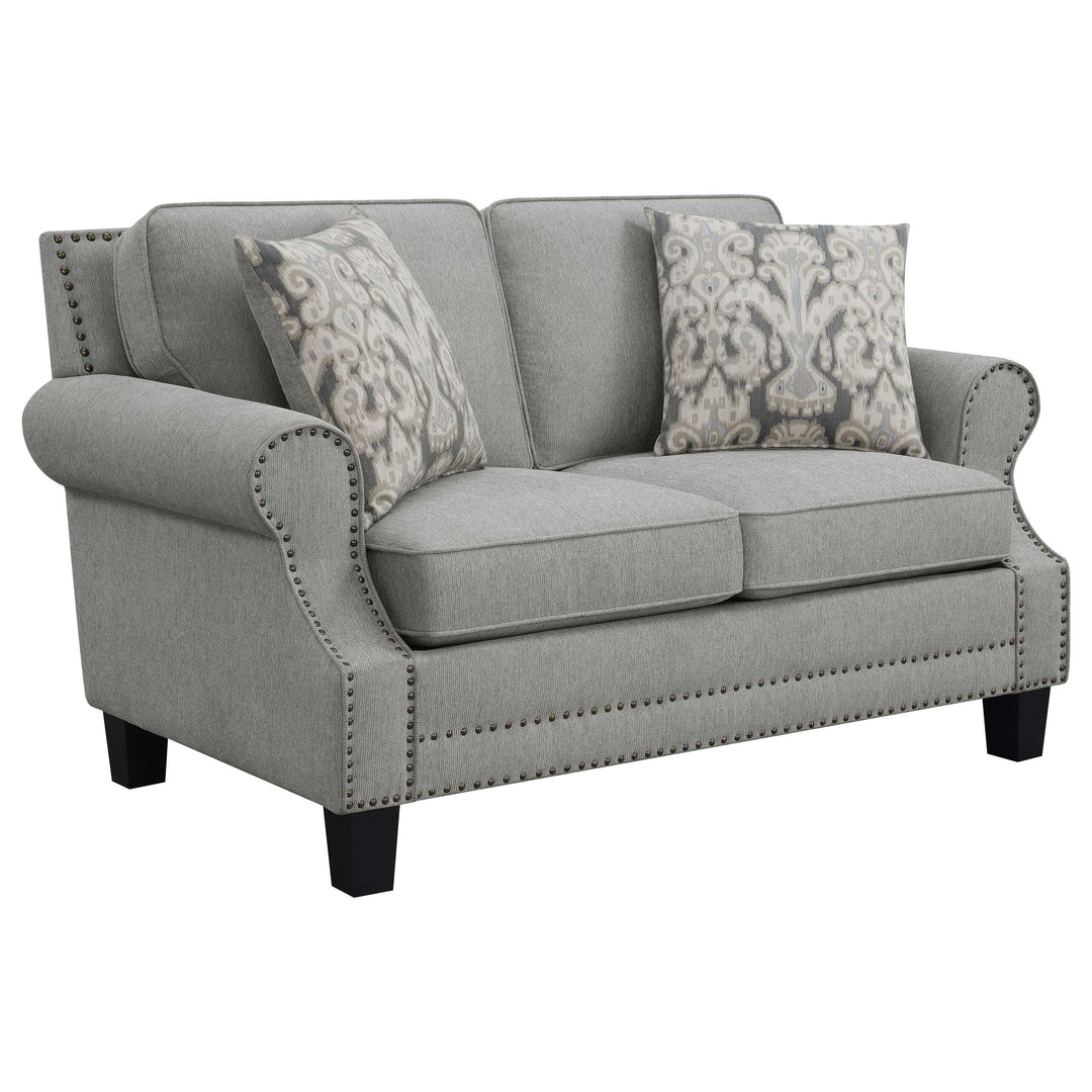 Sheldon Upholstered Living Room Set with Rolled Arms Grey