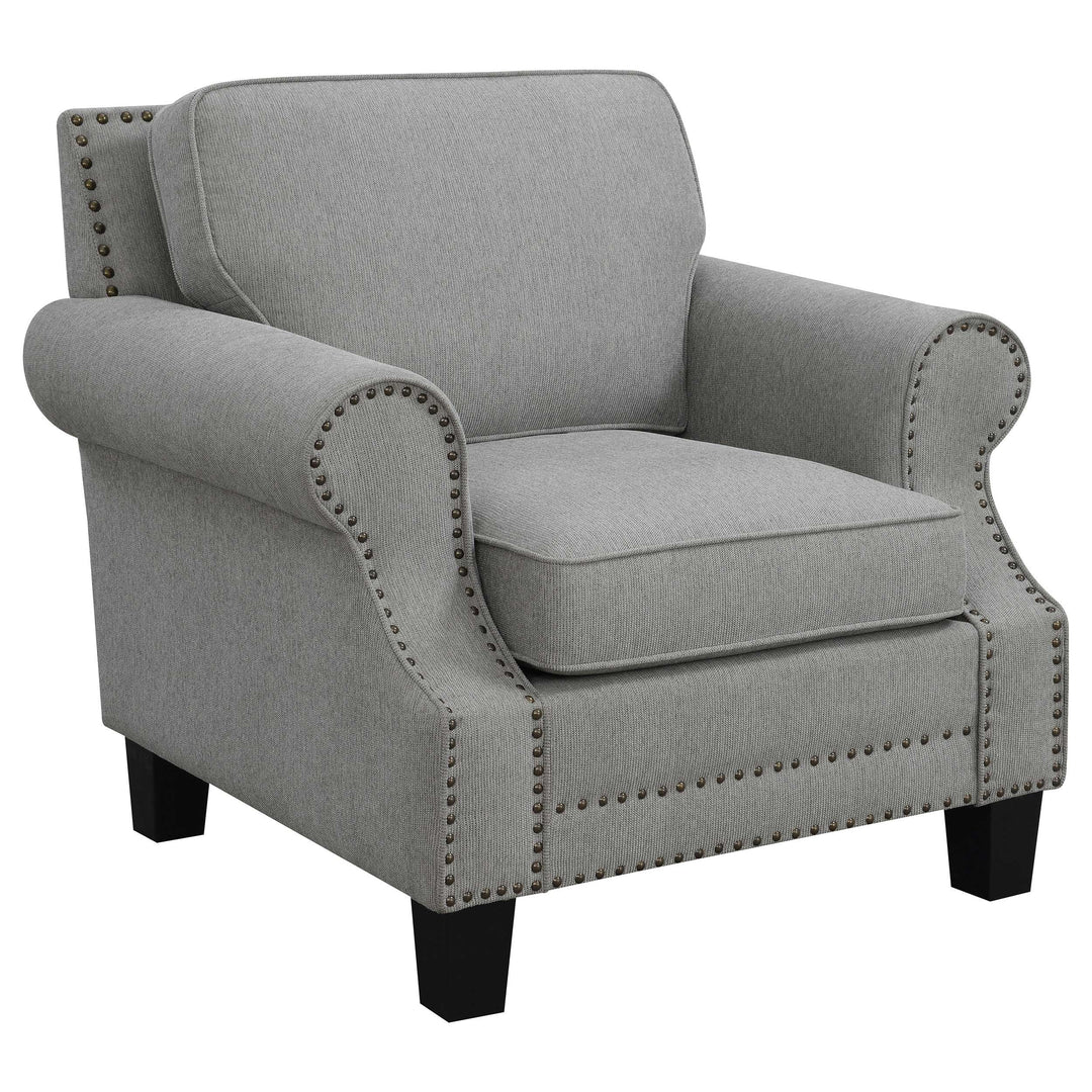 Sheldon Upholstered Living Room Set with Rolled Arms Grey