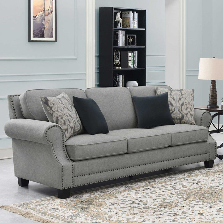 Sheldon Upholstered Sofa with Rolled Arms Grey