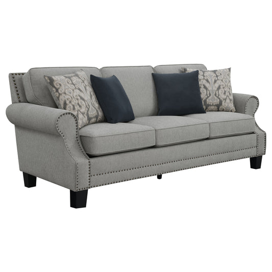 Sheldon Upholstered Sofa with Rolled Arms Grey