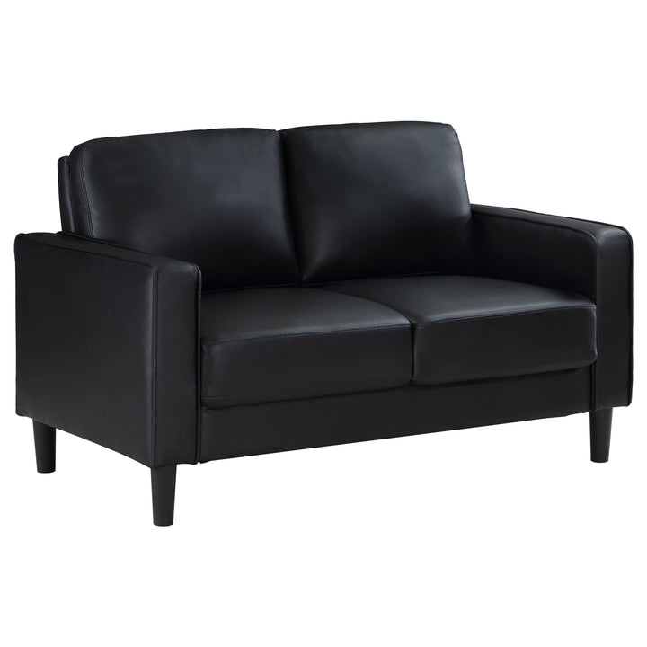 Ruth 3-piece Upholstered Track Arm Faux Leather Sofa Set Black