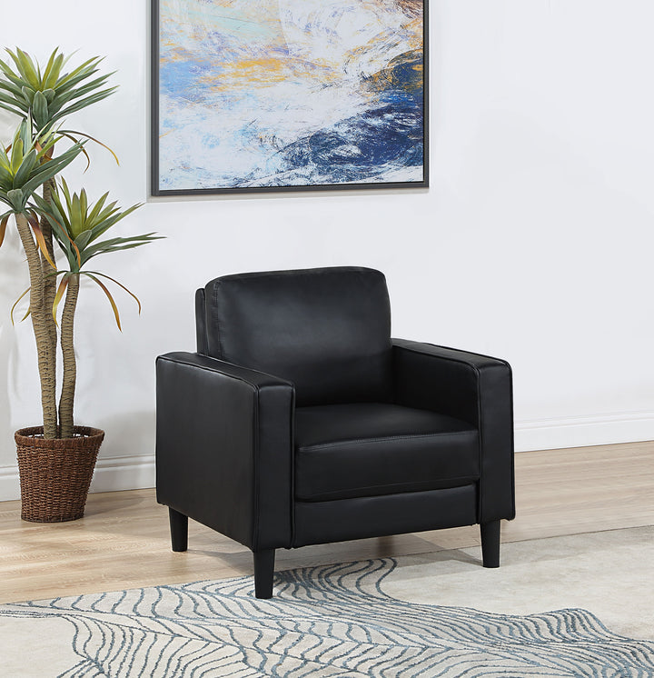 Ruth Upholstered Track Arm Faux Leather Accent Chair Black