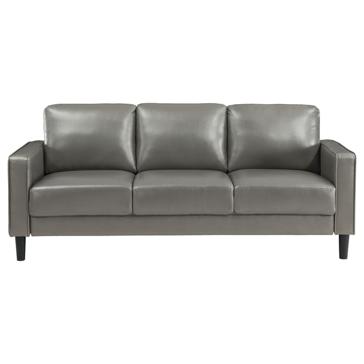 Ruth 2-piece Upholstered Track Arm Faux Leather Sofa Set Grey