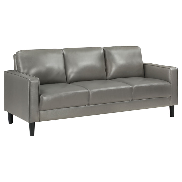 Ruth Upholstered Track Arm Faux Leather Sofa Grey