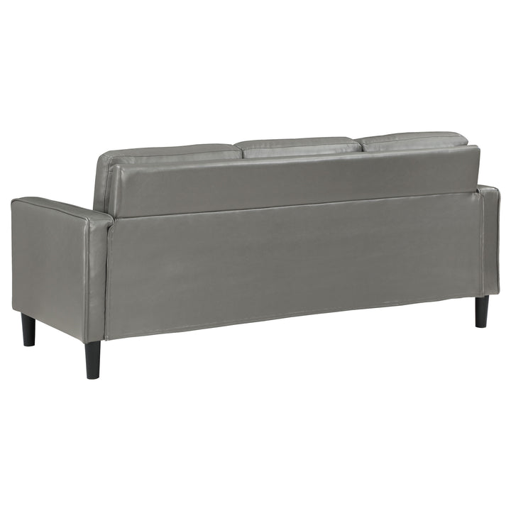 Ruth Upholstered Track Arm Faux Leather Sofa Grey