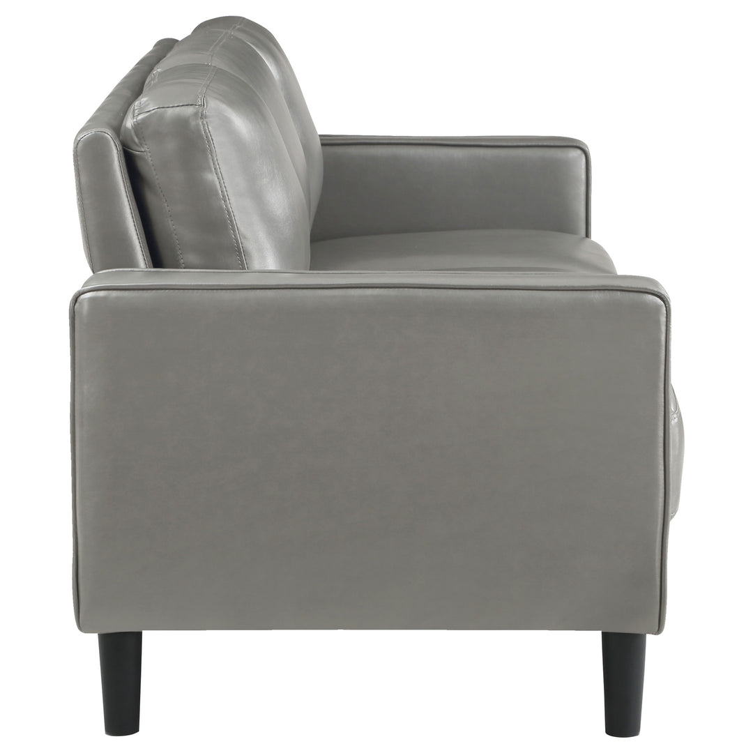 Ruth Upholstered Track Arm Faux Leather Sofa Grey