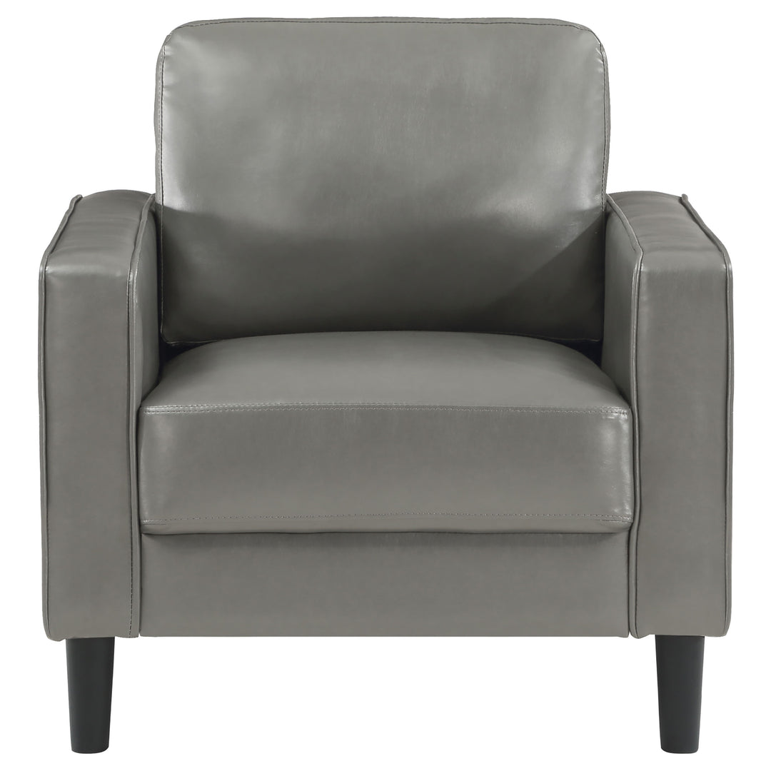 Ruth Upholstered Track Arm Faux Leather Accent Chair Grey