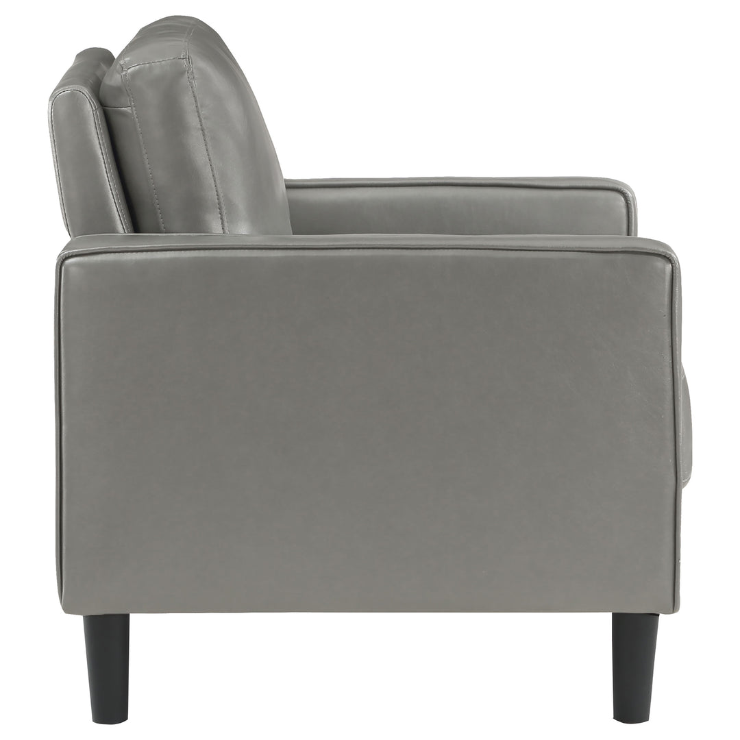 Ruth Upholstered Track Arm Faux Leather Accent Chair Grey